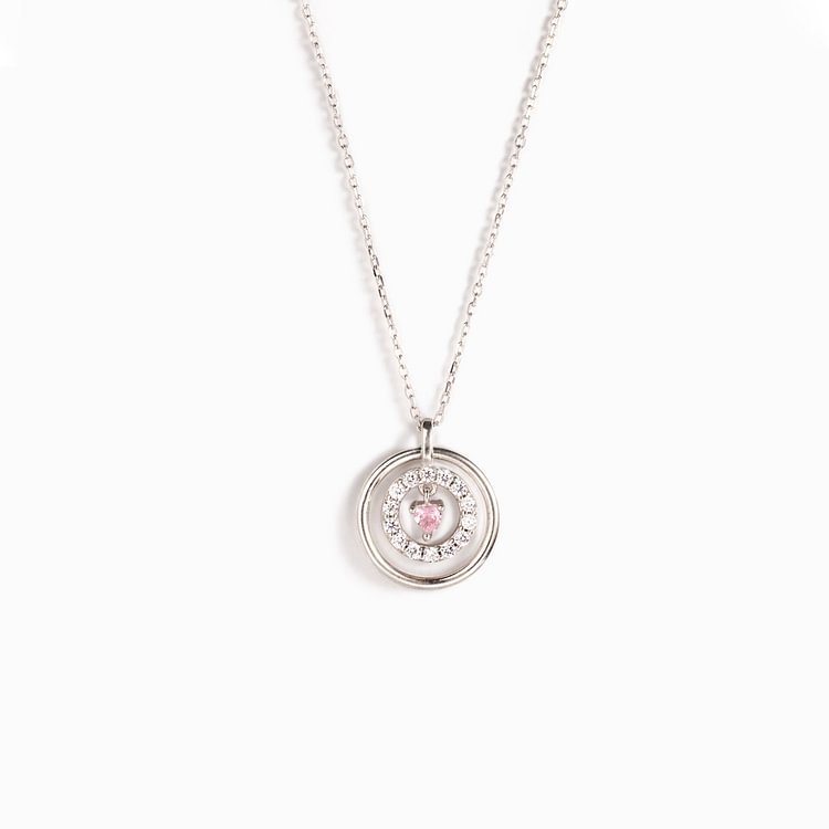 Mother Daughter Encircled Heart Necklace