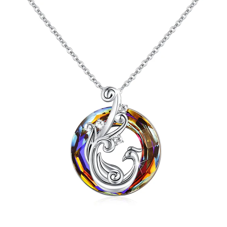 For Self - S925 I Survived Because The Fire Inside Me Burns Brighter Than The Fire Around Me Colorful Crystal Phoenix Necklace