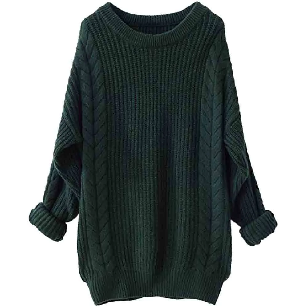 Big Collar Long Sleeve Hemp Pattern Pullover Sweater | EGEMISS