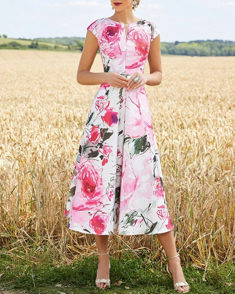 ELEGANT MIDI DRESS WITH FLORAL BOW