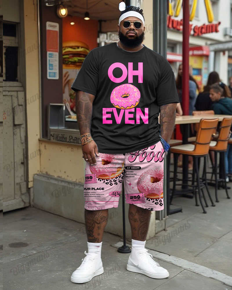 Men's Plus Size Retro Retro Fun Donuts Printed T-shirt Shorts Suit