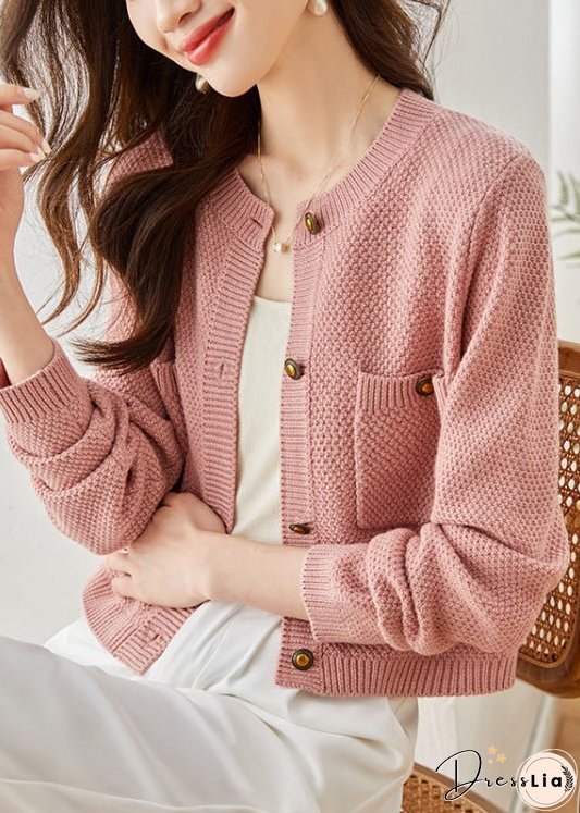 French Pink Cozy Cable Knit Cardigan Spring