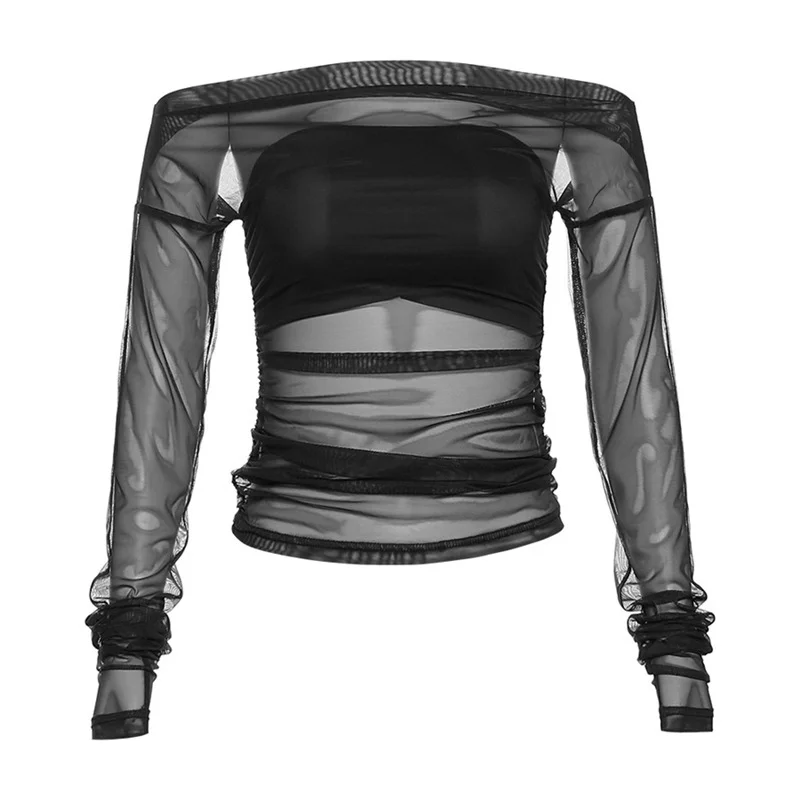 Ueong Ueong 2023 New Women's Solid Color Slim Street Fashion Long-Sleeved T-Shirt