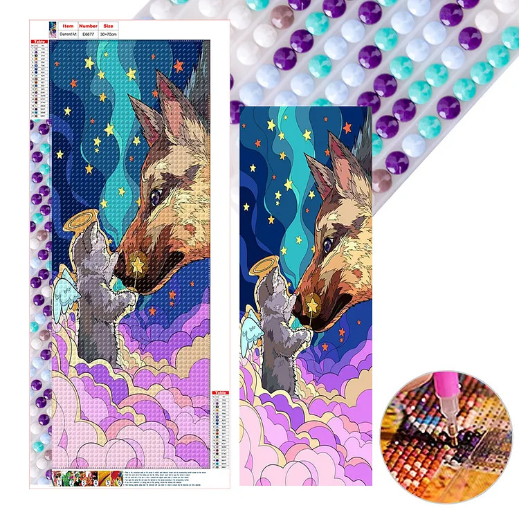 Wolf 30*70CM (Canvas) Full Round Drill Diamond Painting gbfke