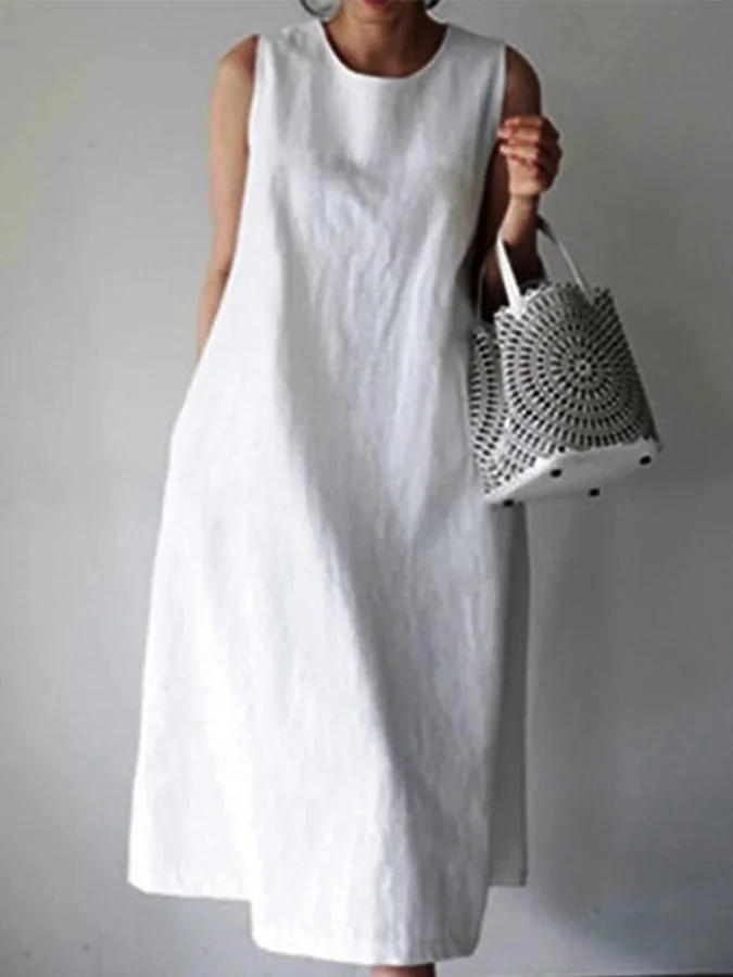 Women's Casual Elegant Sleeveless Cotton Dress