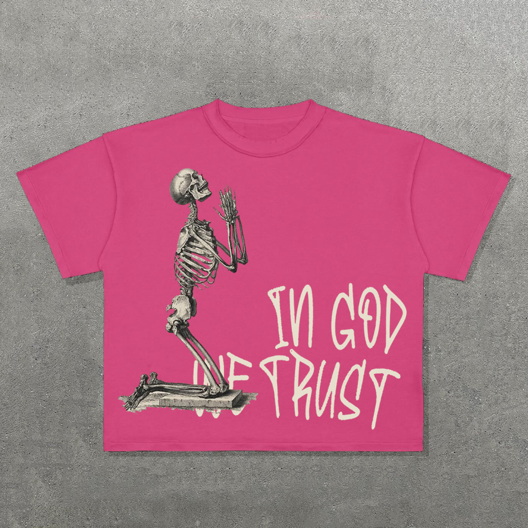 Sopula In God We Trust Letters Skull Print T-Shirt - SOPULA