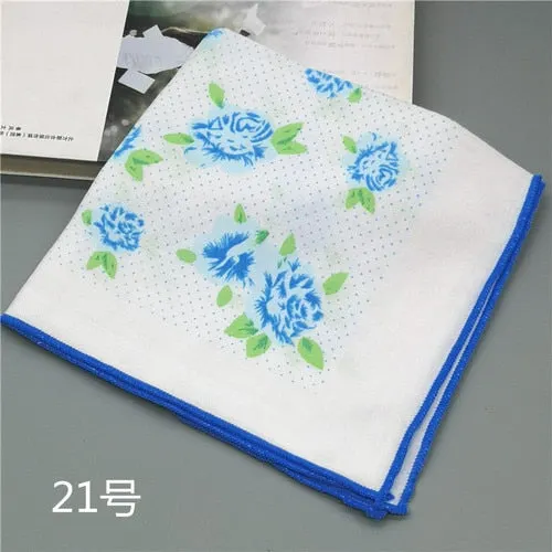Handkerchiefs Women Kawaii Printing Simple Square Towel Pocket Elegant All-match Womens Leisure Female Cute Handkerchief Cotton
