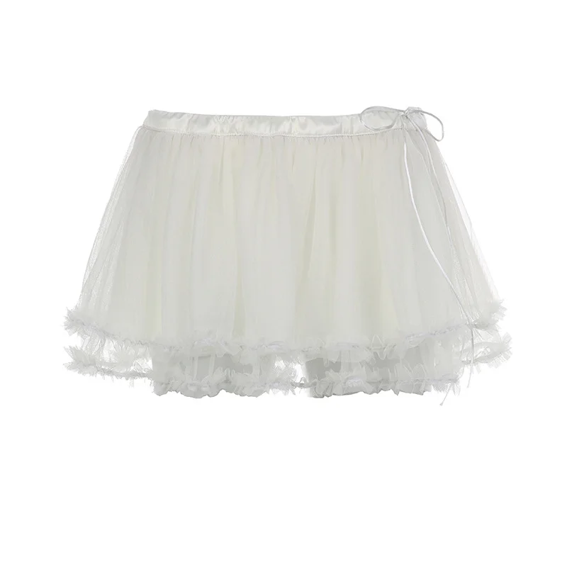 Toloer Toloer Girls Fried Street Gauze With Pure White Miniskirt Spring / Summer 2023 New Low Waist A-Line Skirt Fashion-Outfit Ideas