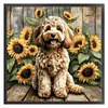 Sunflower Teddy Full 11CT 3 Strands DIY Stamped Cross Stitch Kits 40x40cm Embroidery Needlepoint Starter Kit for Beginners Adults Gift Home Wall Decor