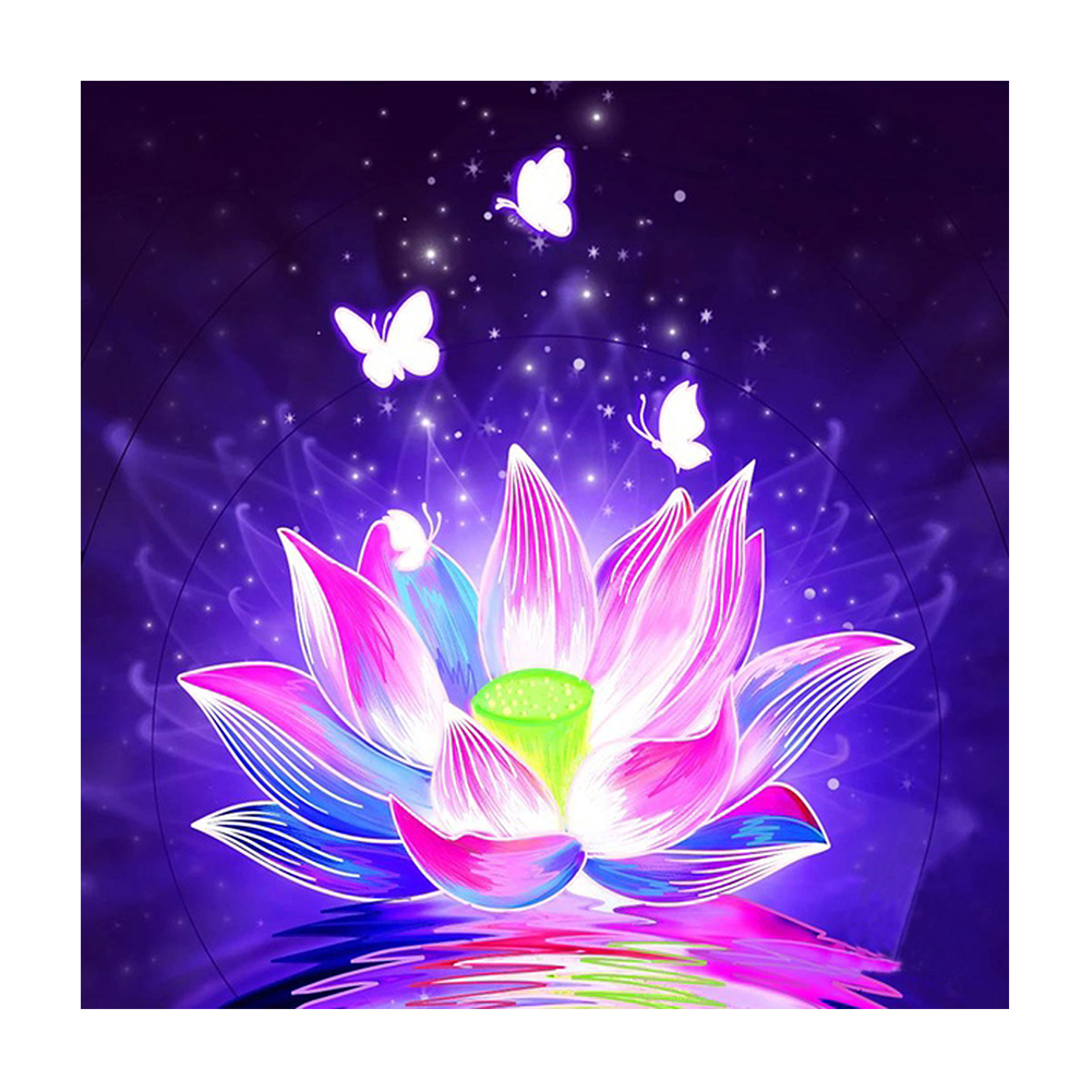 

30*30CM - Round Drill Diamond Painting - Lotus, 501 Original