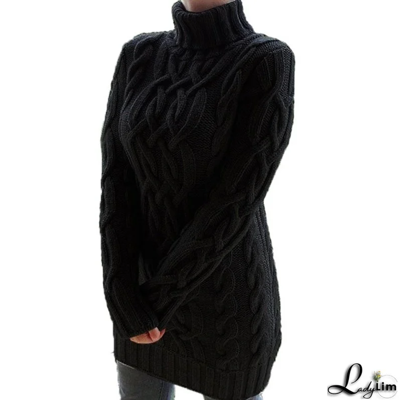 Women Turtleneck Thickened Two Lapel Retro Thick Thread Twist Sweater