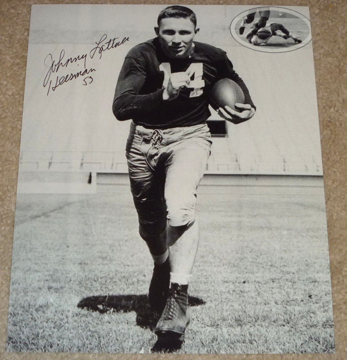 Johnny Lattner Authentic Signed 8x10 Football Photo Poster painting Autographed, 1953 Heisman