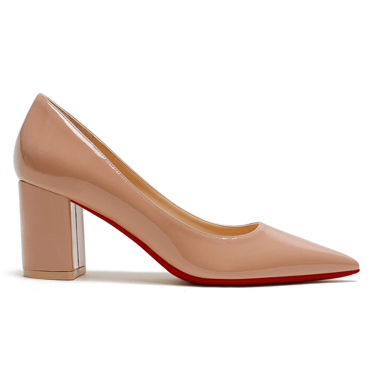 65mm Women Chunky Heels Middle Block Heel Red Bottoms Pumps-vocosishoes