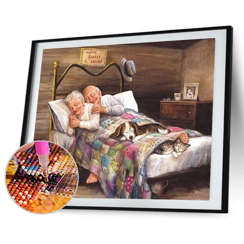 Diamond Painting - Full Round Drill - Old Couple(50*40cm)