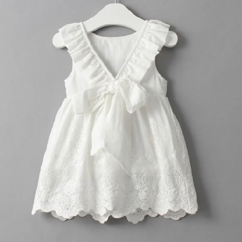 Baby Girl Dresses Solid White Girl Dresses 2018 Summer Style Children's Clothing Dresses For Girl Vestido Infant Girl Clothes