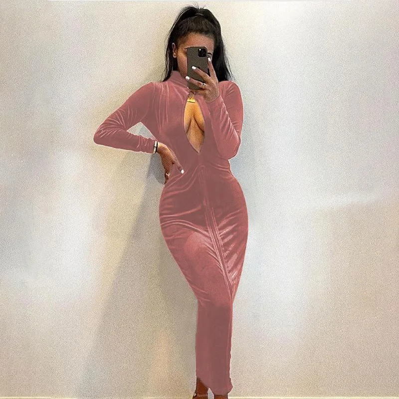 Slim sexy hollow long evening dress-zachics