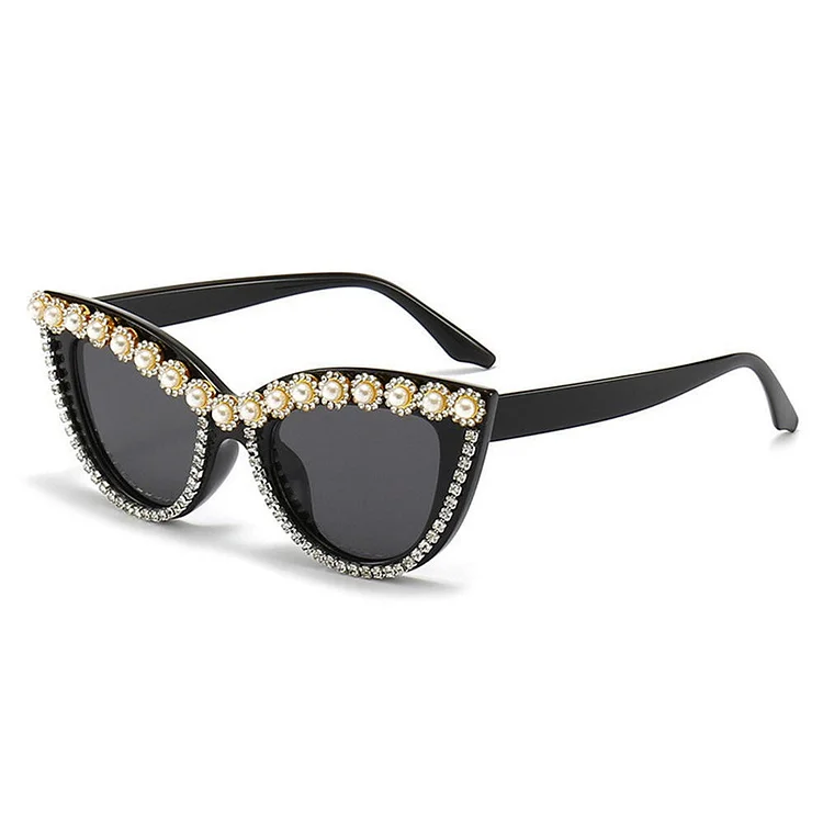Traceeye 1Pc Luxury Crystal Diamond Cateye Sunglasses Women Black  Cat Eye Sun Glasses Bling Eyewear Women Shades Female Outdoor Eyewear