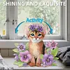uk.everydayedeals DIY Diamond Painting Acrylic Bobble Head Decoration - Cat Purple Flower