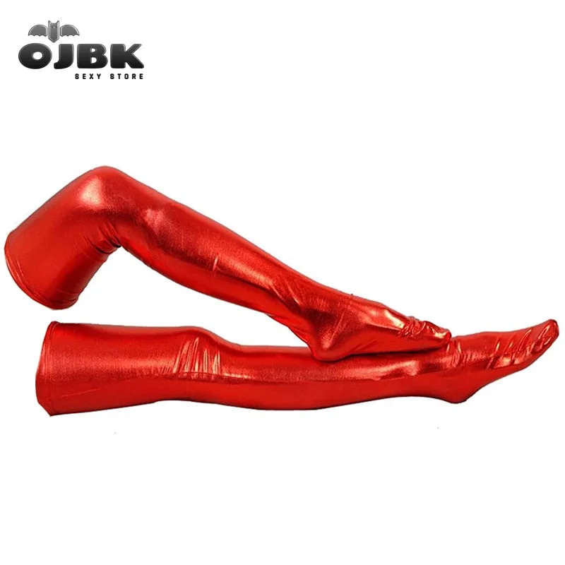 Women's Elastic Spandex Shiny Wet Look Thigh High Stockings Black Red Cosplay Costumes Accessories For Women Gothic Punk Style