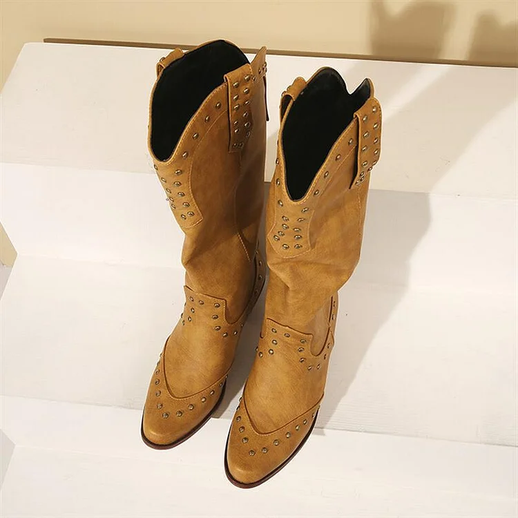 Women's Vintage Studded Western Boots