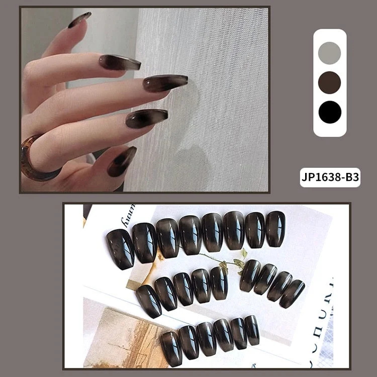 24pcs/set Press on Nail Tips Acrylic 10 Sizes Flower Design Fake Nails Art Full Cover French False Nail Art Tips Artifical Nails-Nail Inspo