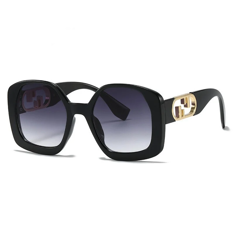 Square Sunglasses Catwalk Style Glasses Personality Metal Hollow Temple Sunglasses-vocosishoes