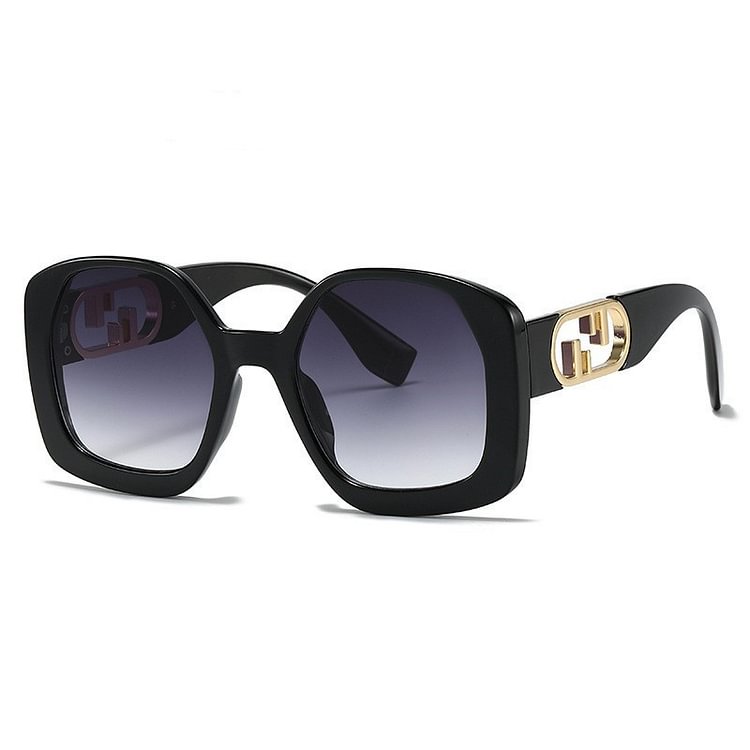 Square Sunglasses Catwalk Style Glasses Personality Metal Hollow Temple Sunglasses