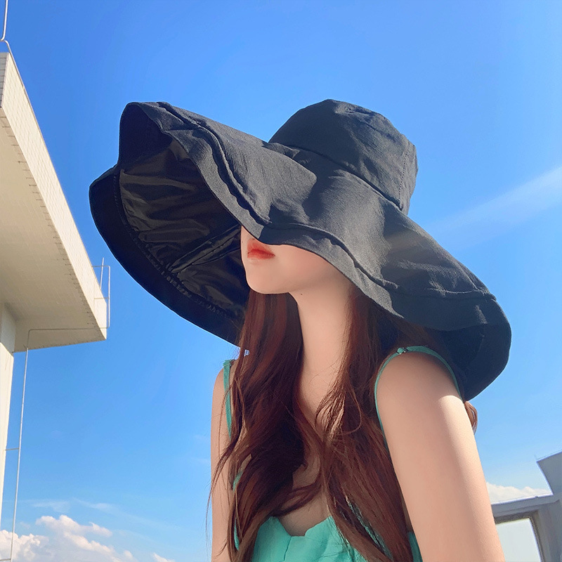 Solid Color Oversized Eaves Sun-Protection Fisherman Hat