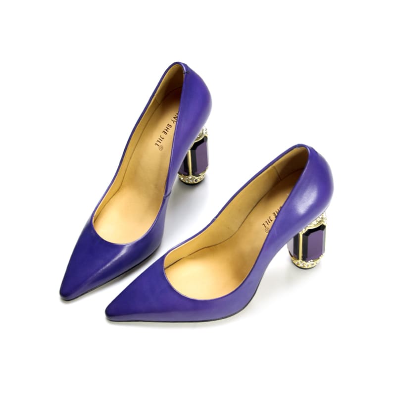 Hottest Shoes Decorative Heels Rhinestone Shoes Pointy Toe Pumps