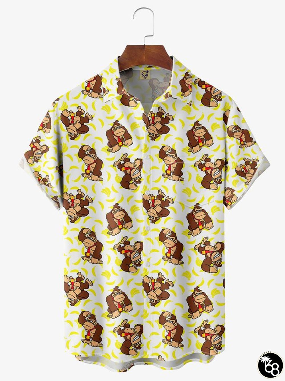 Hardaddy Monkey Chest Pocket Short Sleeve Casual Shirt | 168DEAL