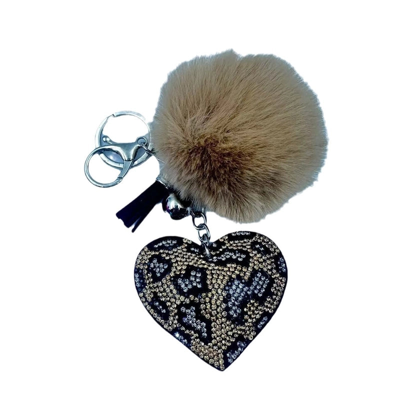 6 Pieces Sweet Korean Style Heart Shape Plush Rhinestones Unisex Keychain