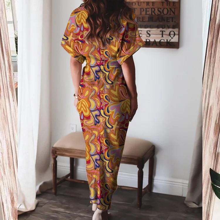 Uveng Uveng Women's Fashion Dress INS Temperament Fashion Print Shirt Pleated Winter Dress