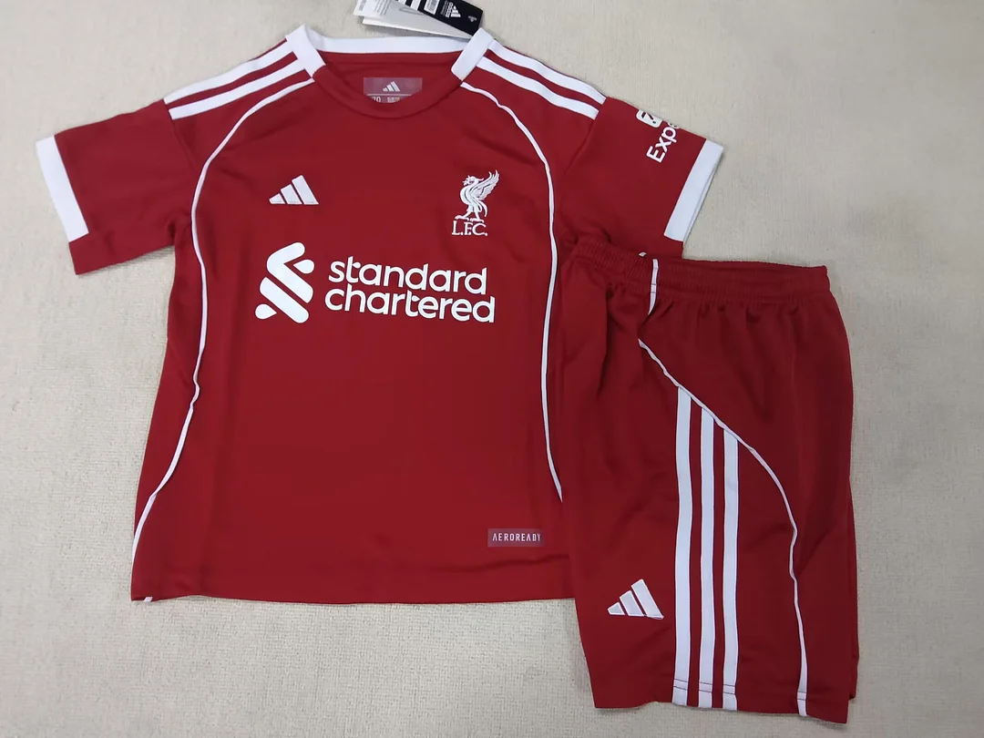 25/26 Liverpool Home Kids Kit Football Jersey Thai Quality