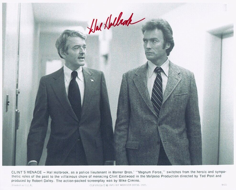 HAL HOLBROOK signed MAGNUM FORCE 8x10 w/ CLINT EASTWOOD DIRTY HARRY CLOSEUP