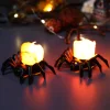 Bougie lumineuse &agrave; dos d'araign&eacute;e d'Halloween