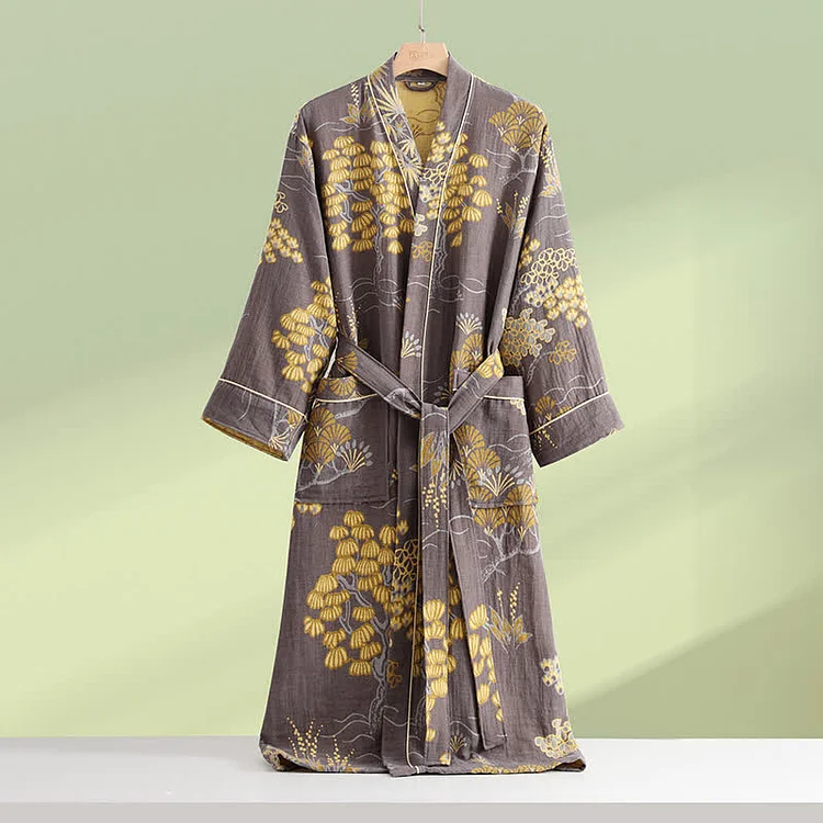 Kimono Cotton Gauze Breathable Bathrobe Radinnoo.com