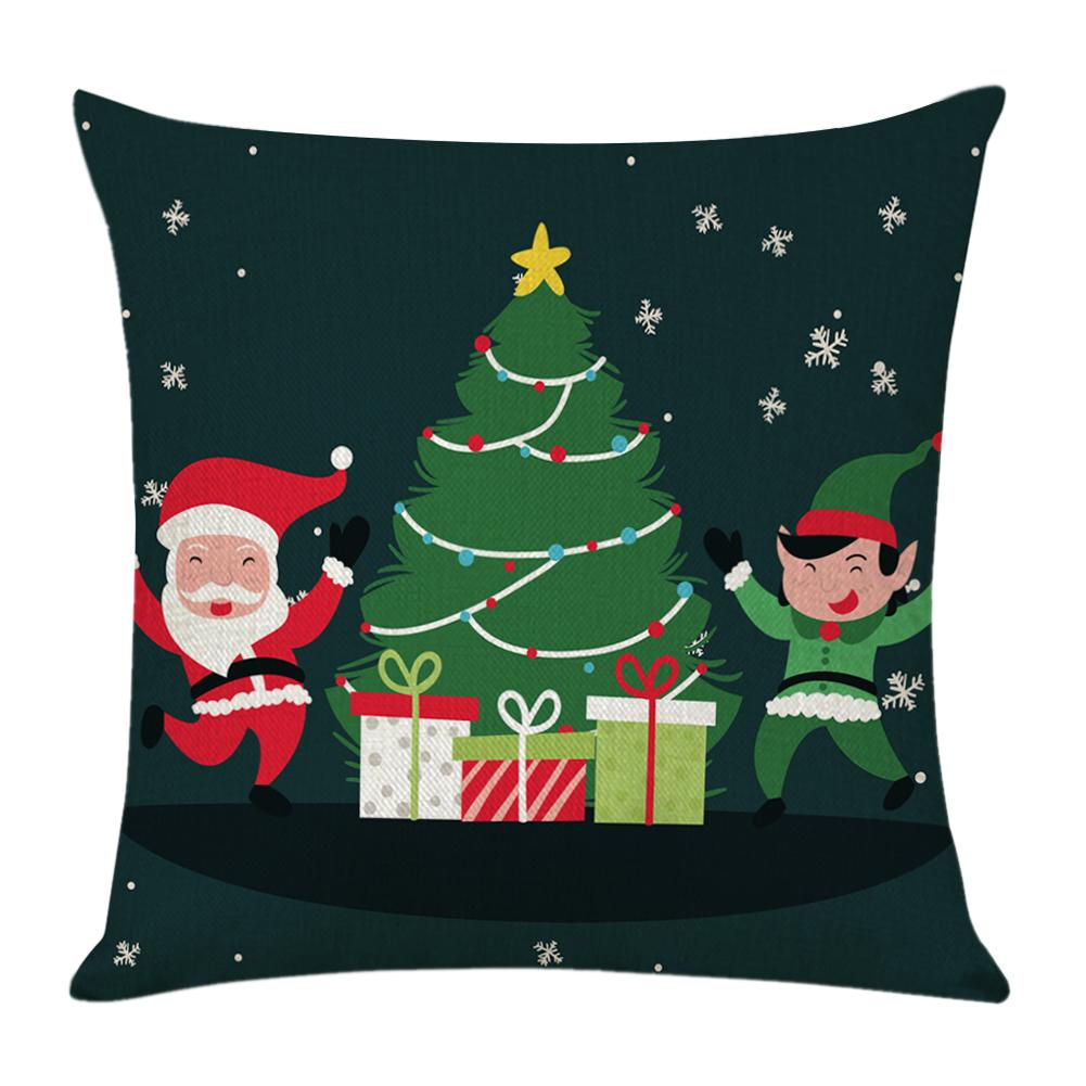 

Christmas Santa Claus Pattern Linen Pillowcase Soft Throw Pillow Case (6, 501 Original