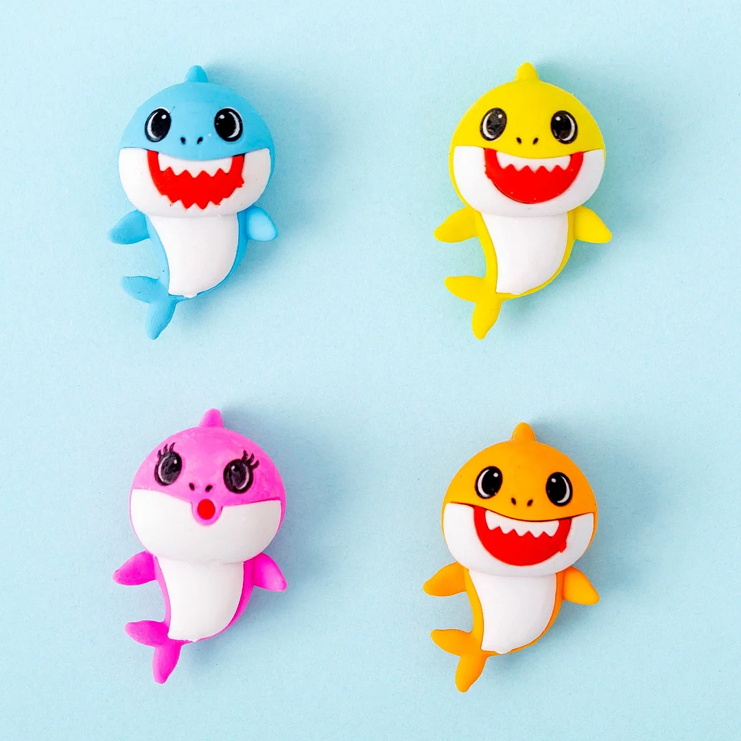 1 Pcs Cute Kawaii Pencil Fish Shark Rubber Eraser Kids Novelty School Office Stationery Supply Funny Lovely Gift Prize Giveaway