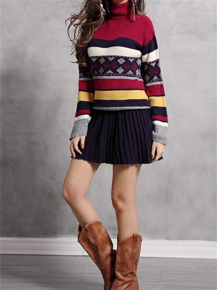 Women's Winter Warm Knitted Scoop Neck Long Sleeve Dress