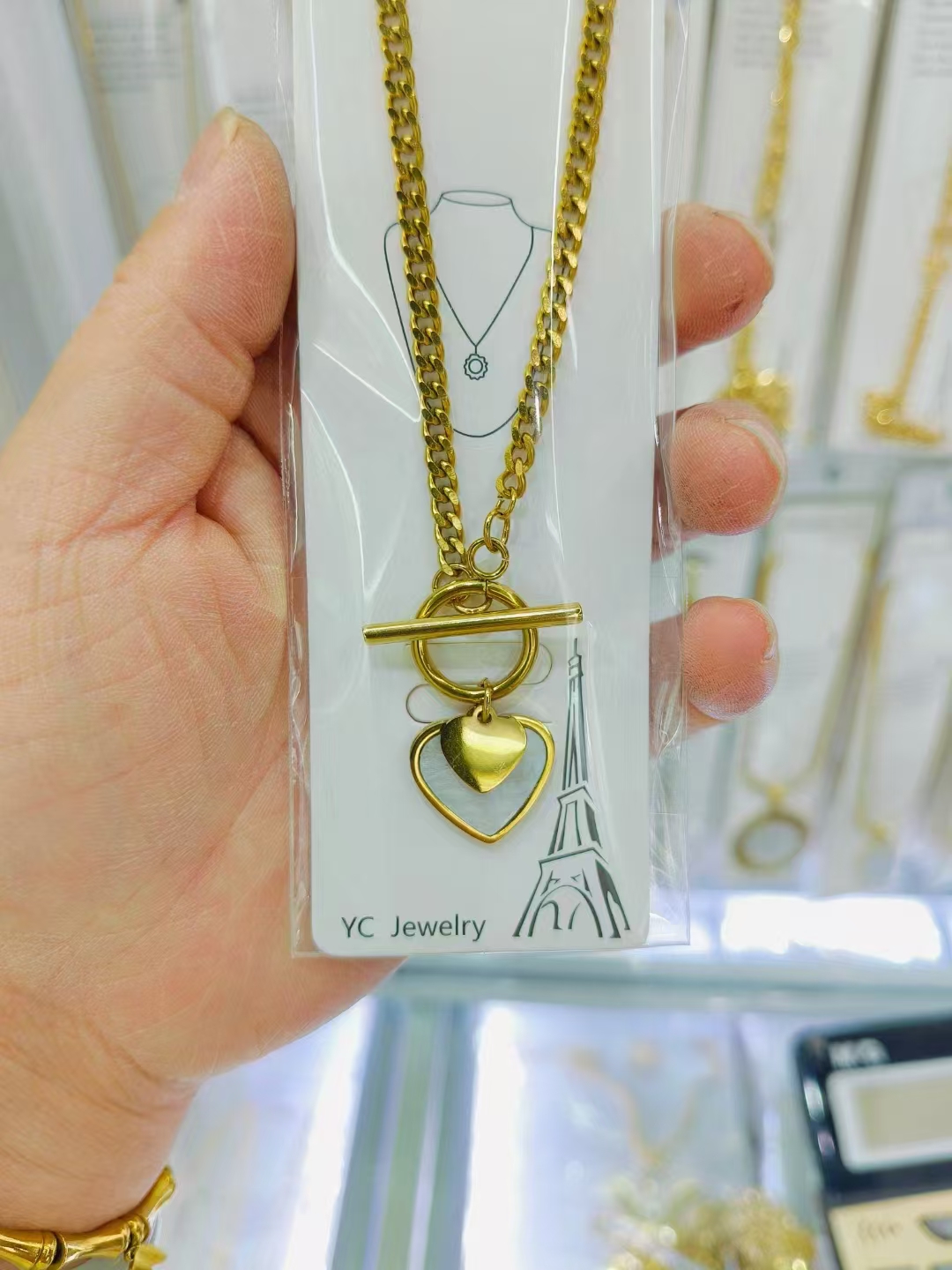 Circle + Stick + Heart Accessories Necklace