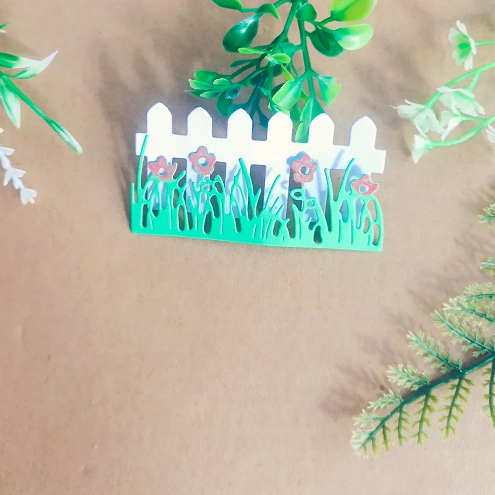 Fence green grass flower accessories decoration card metal cutting die stamping die scrapbook scrapbook paper process template D
