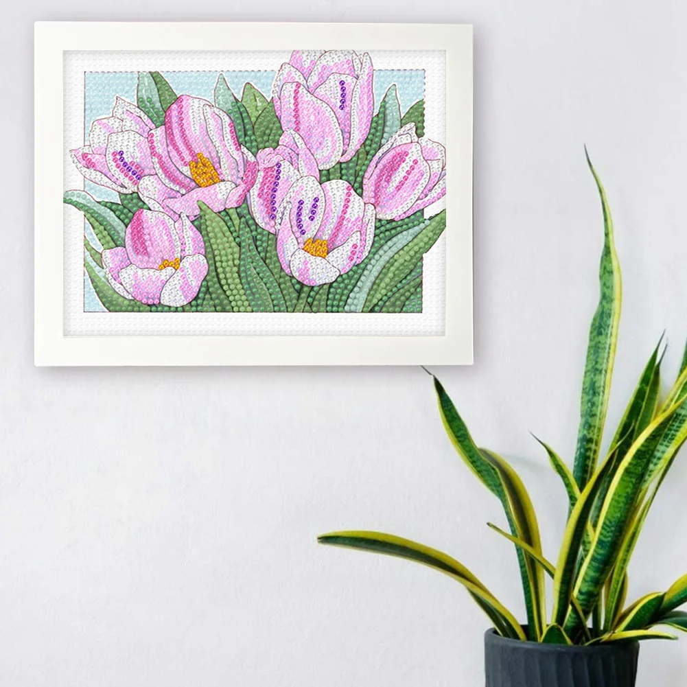 DIY Flower Full Drill Diamond Painting for Beginners(Canvas|15*20cm)【with Plastic Frame】