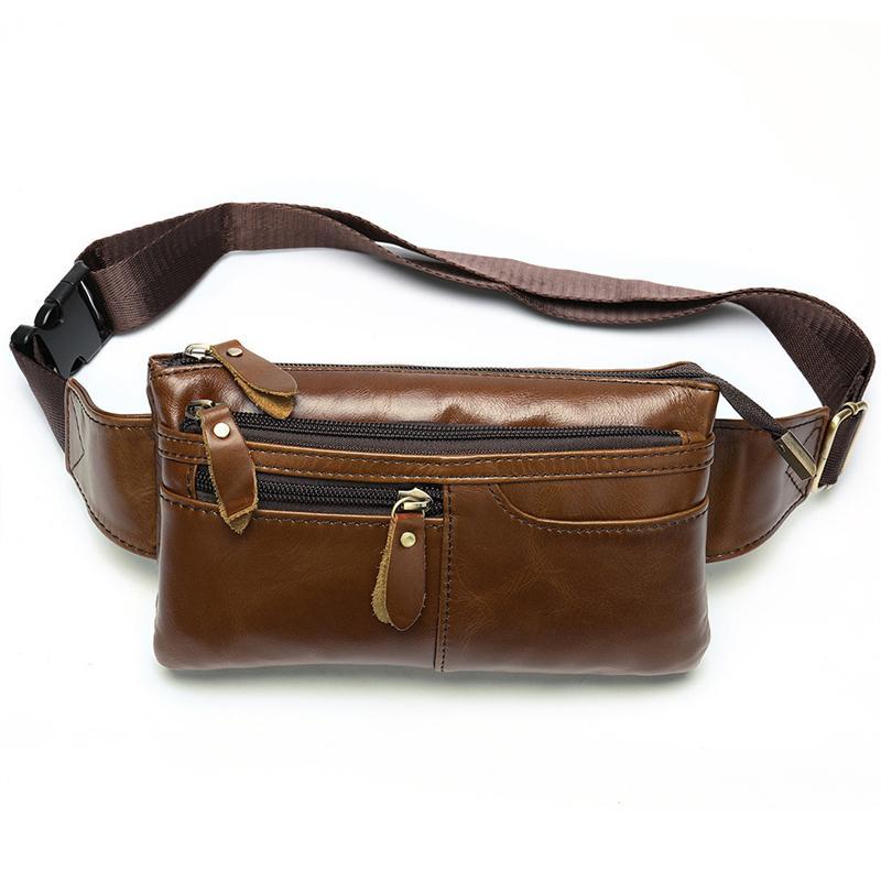 Men's Leather Fanny Bag Retro Casual Crossbody Bag