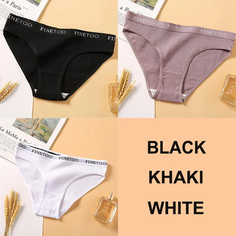 3PCS Women Cotton Underwear Panties Female Sexy Briefs Brand  Band Waist Pantys Set Solid Color Intimates Lingerie for Girl M-XL