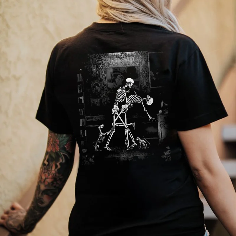 Bone Dance Dog Cat Printed Women's T-shirt -  