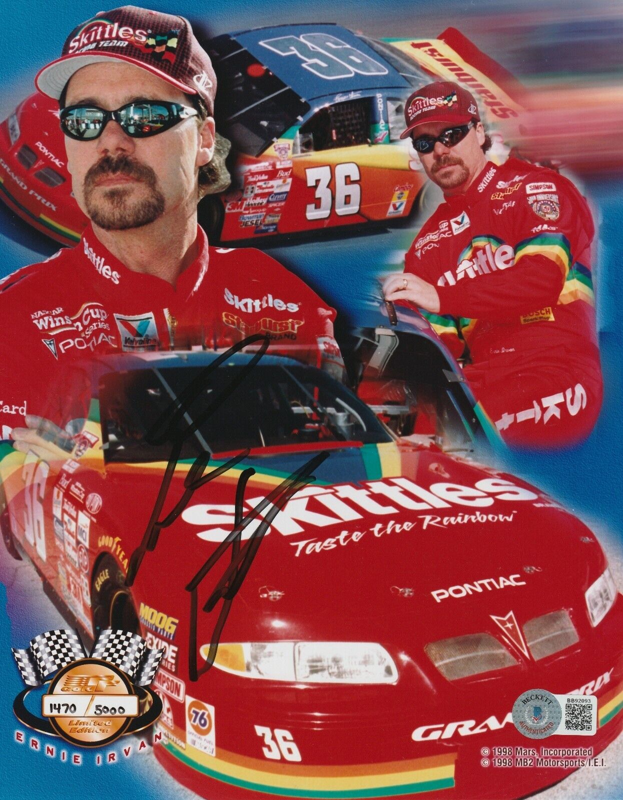 ERNIE IRVAN Signed NASCAR 8x10 Photo Poster painting w/ Beckett COA (BAS)