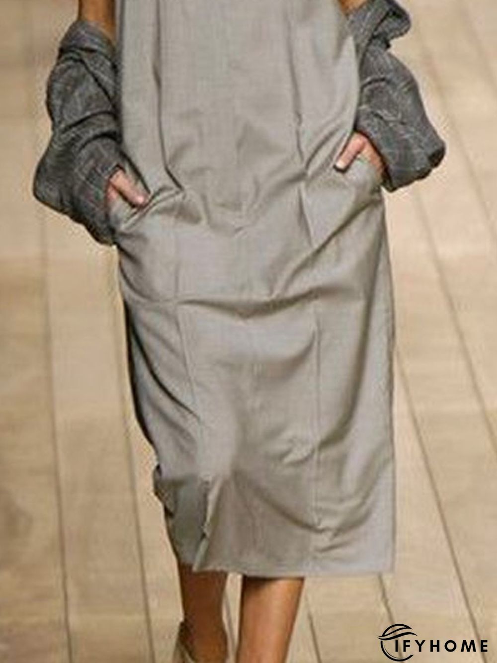 Sleeveless Cotton Casual Pockets Weaving Dress | IFYHOME