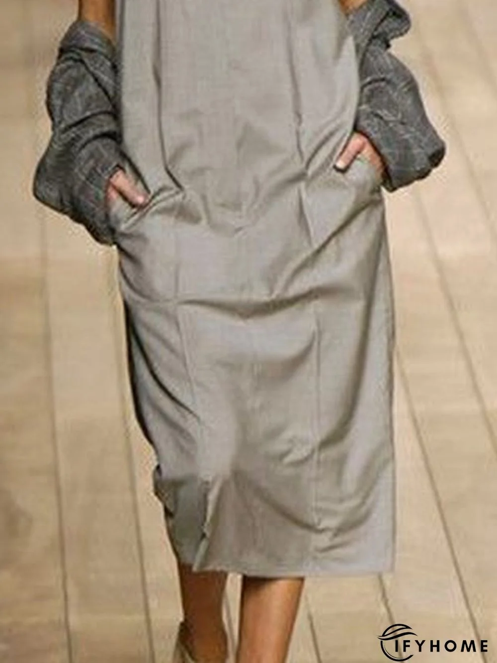 Sleeveless Cotton Casual Pockets Weaving Dress | IFYHOME