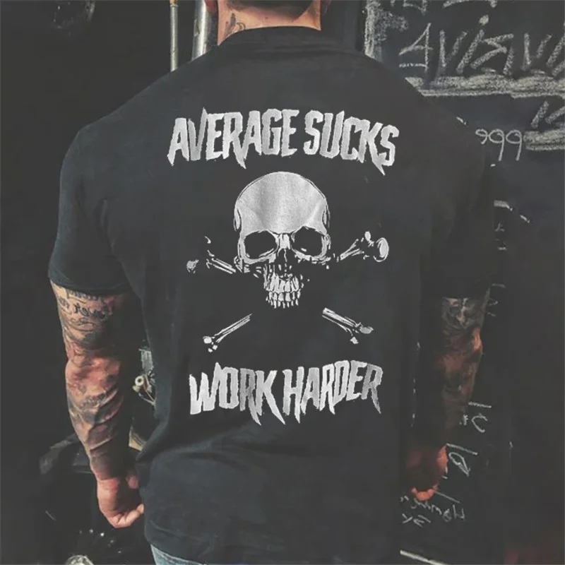 Skull bone print all-match men's T-shirt - Livereid