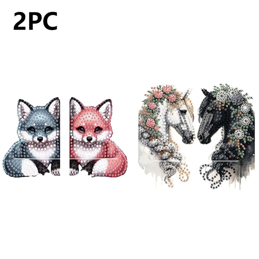 2pcs 2D Flat DIY Diamond Art Pendant DIY Home Decor Hanging Charm Decor (Horse)